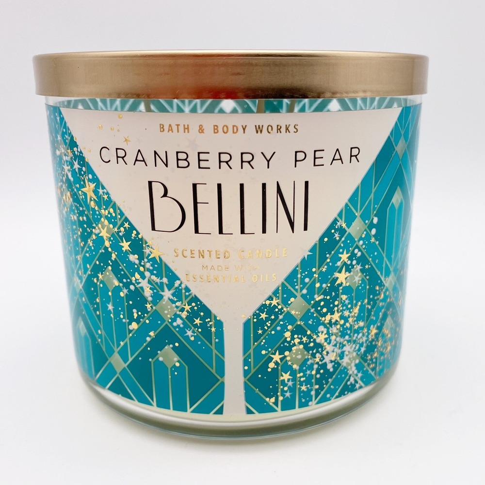 Bath & Body Works Cranberry Pear Bellini Scented 3 Wick Candle 14.5 Oz NEW